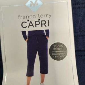 French Terry Capri Pants - Navy Blue